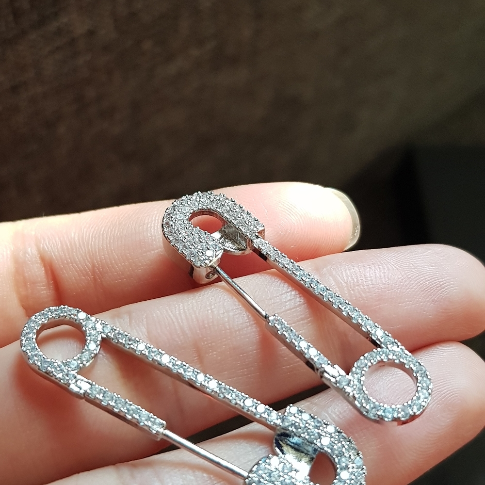 Safety pin hoop earrings